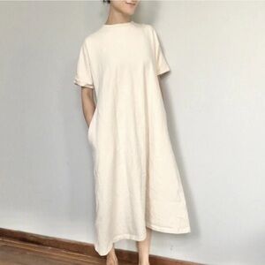 Lauren Manoogian Cream Heavy Cotton Dress with inner pockets .